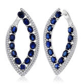 1.13ct Diamond & 6.33ct Blue Sapphire 14k White Gold Earring